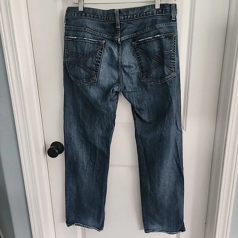 7 For All Mankind Jeans Mens 36x32 Blue Dark Wash Straight Leg Relaxed Austyn